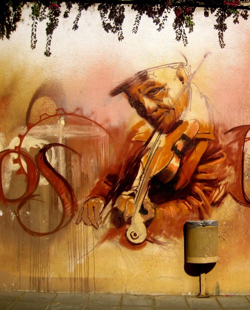 violino, streetart, murales
