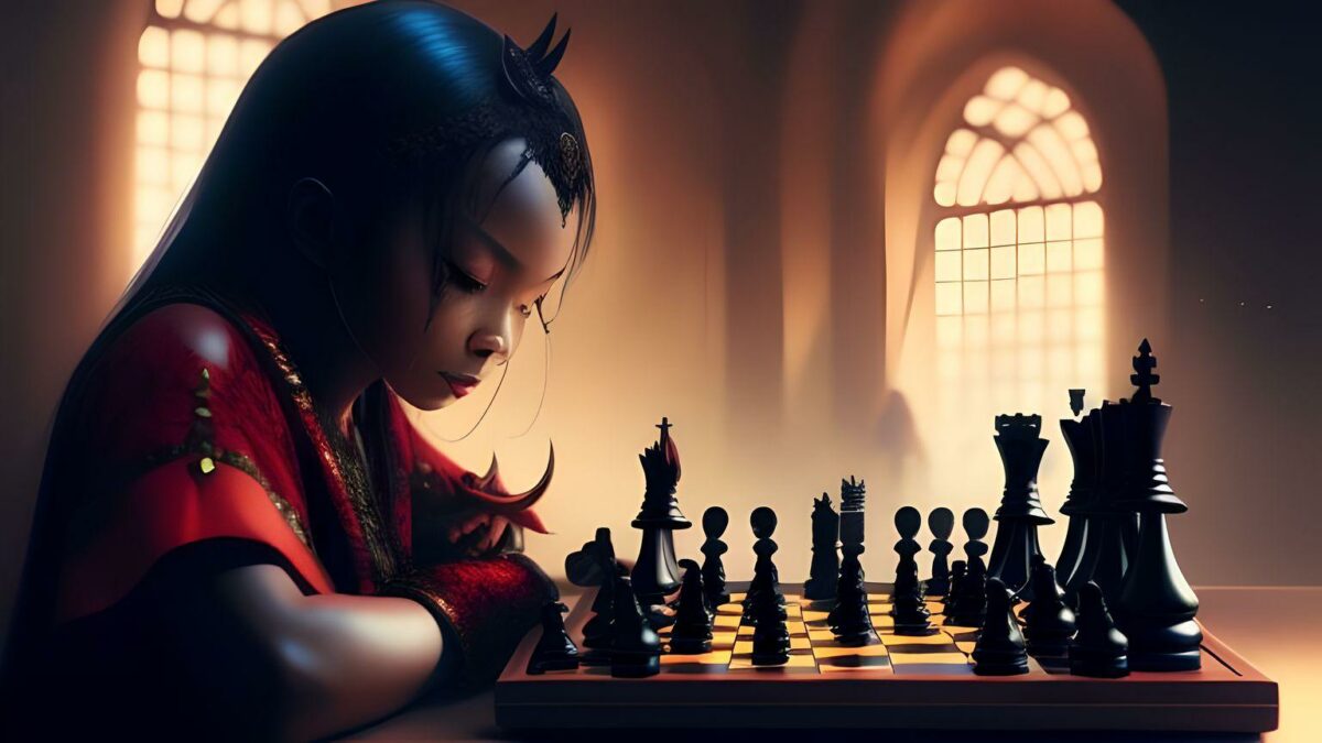 diavolo che gioca a scacchi